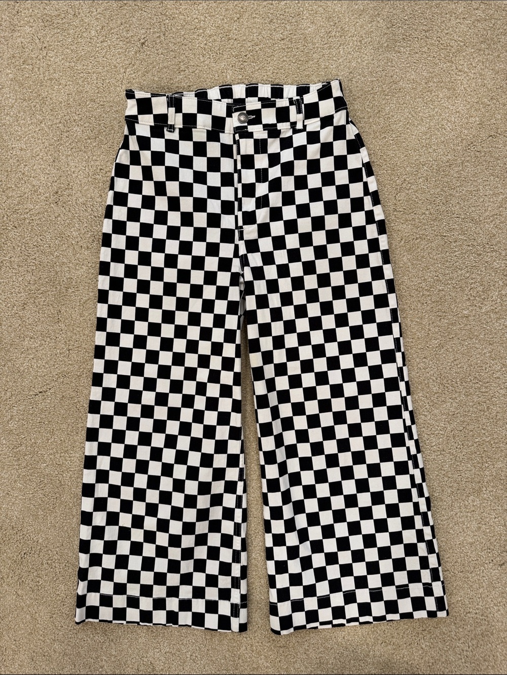 Hollister Black and White Checkerboard Cropped Pants